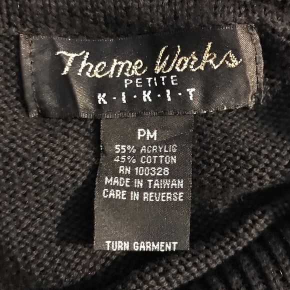 Theme Works Woman's Cardigan Sz PM Black Sequins Poinsettia Holiday Beaded - Picture 11 of 12